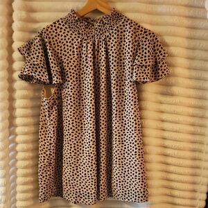 Animal Print Short Sleeve Blouse